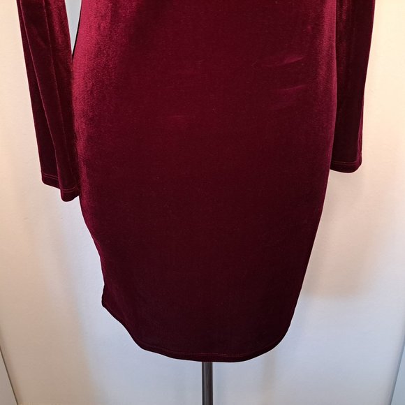 Forever 21 Juniors Dress Wine Off Shoulder Long Sleeve Size L - Picture 4 of 9